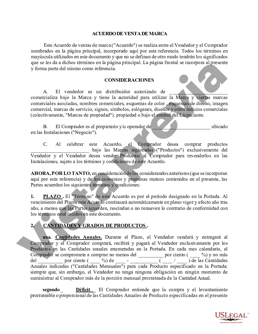 Preview Acuerdo de venta de combustible/Acuerdo de marca