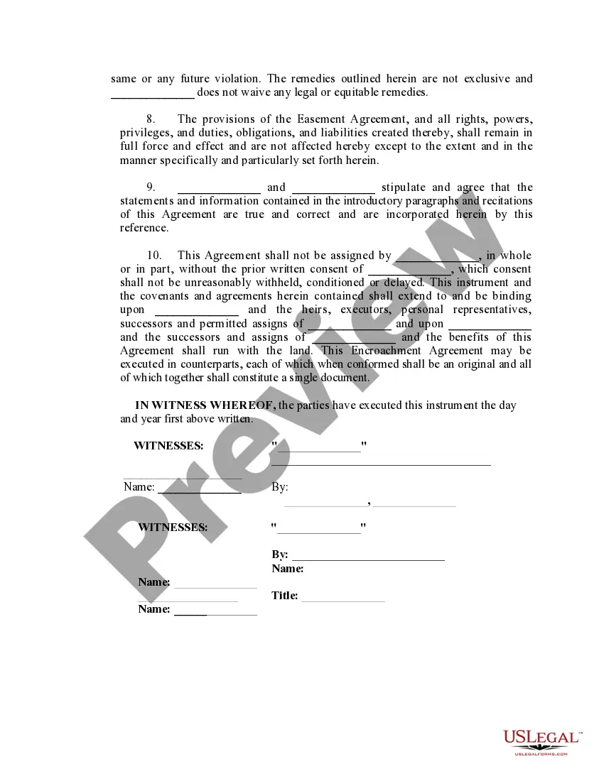Get Encroachment Agreement Preview Encroachment Agreement