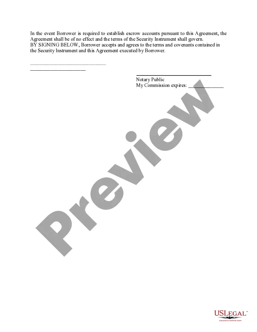 Preview Agreement No Escrow Account Option Agreement