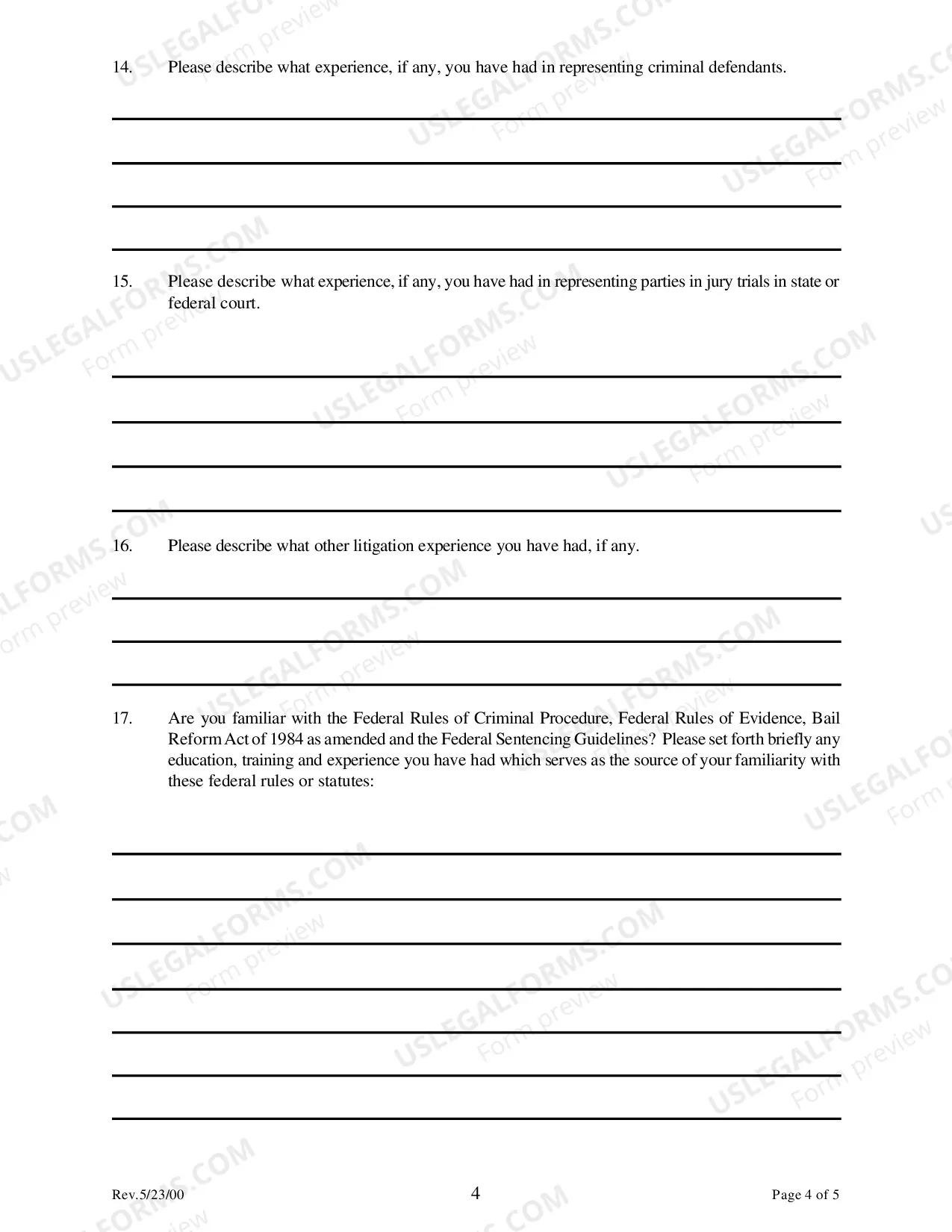 Preview CJA Panel Questionnaire and Application