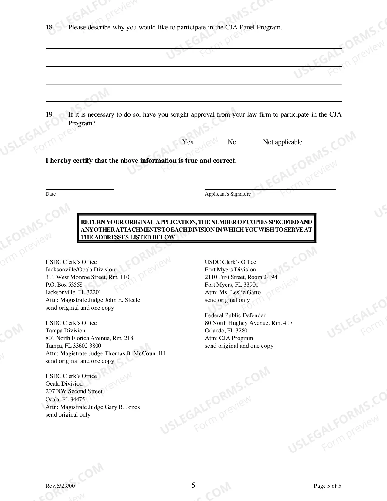 Preview CJA Panel Questionnaire and Application