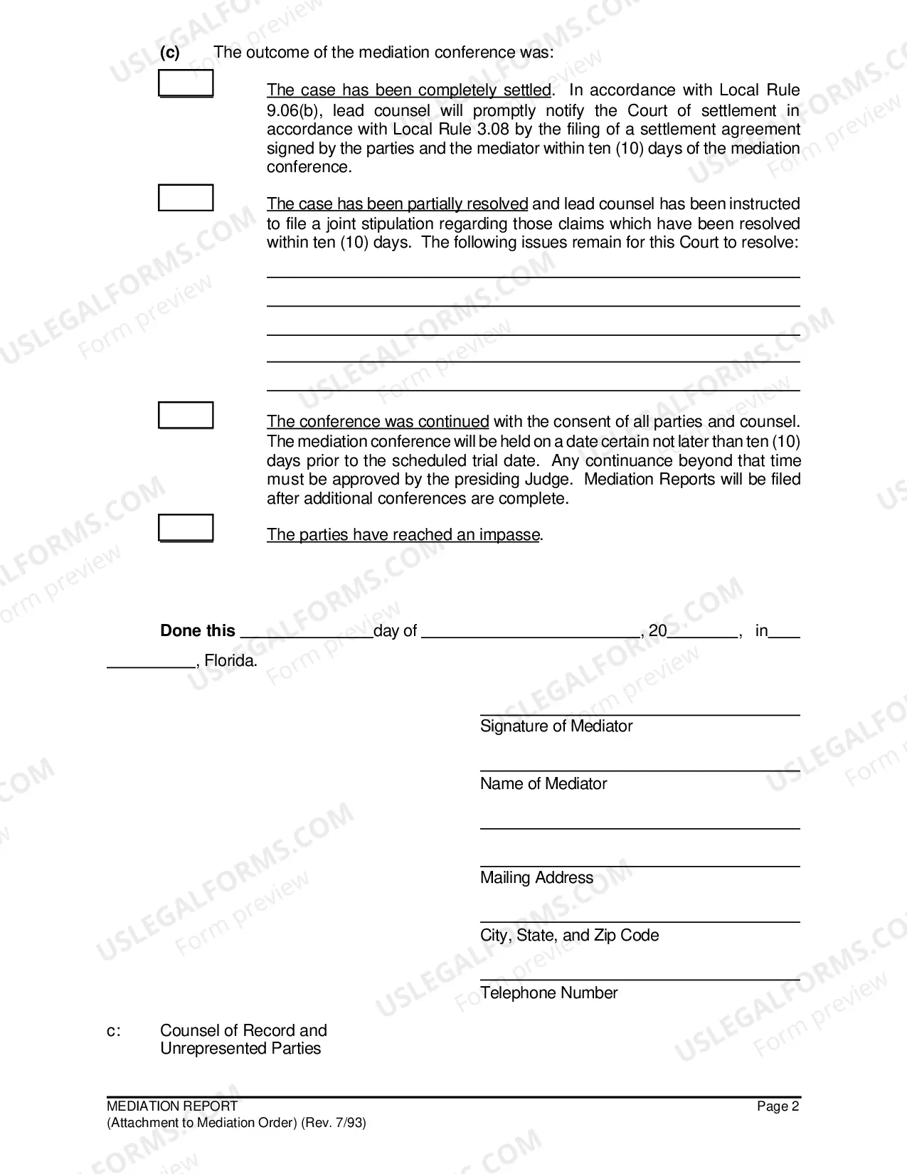 Preview Mediation Report