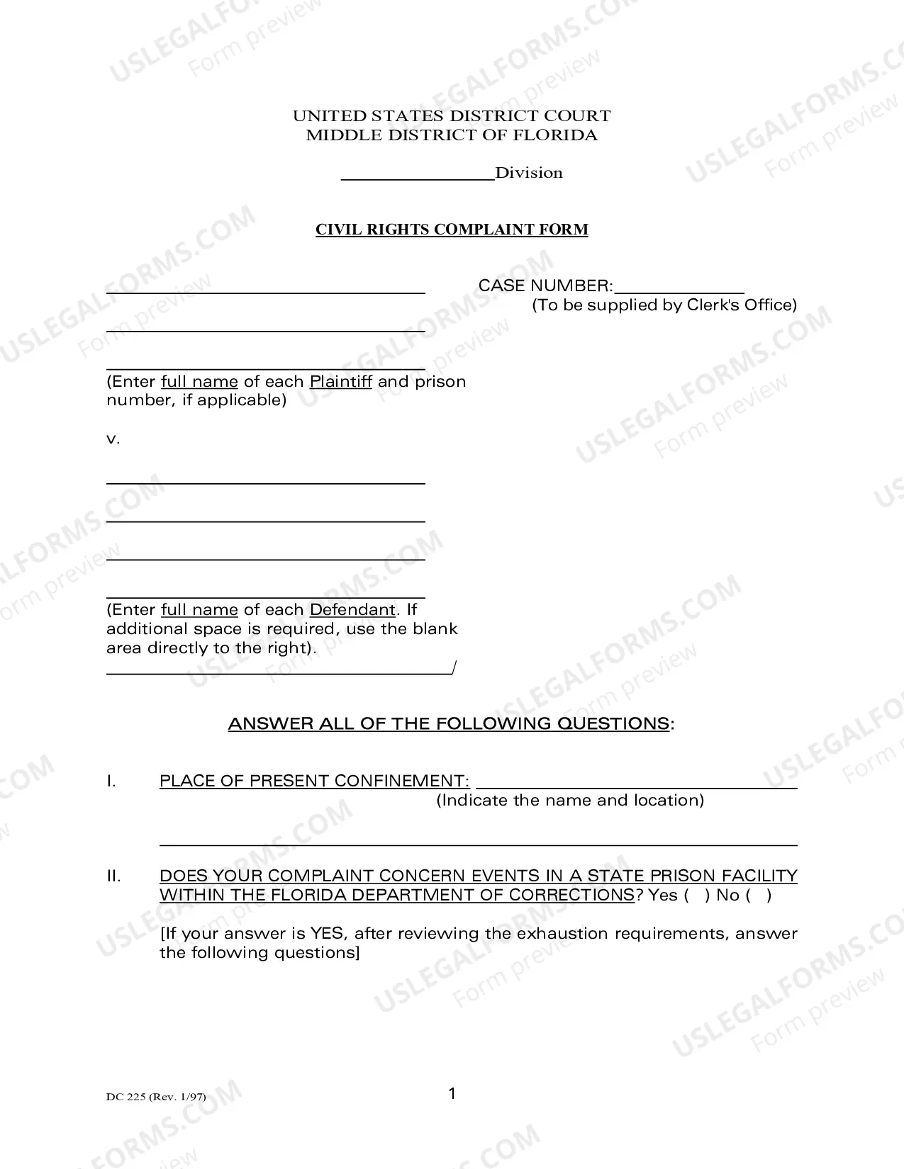 Preview Civil Rights Complaint Form