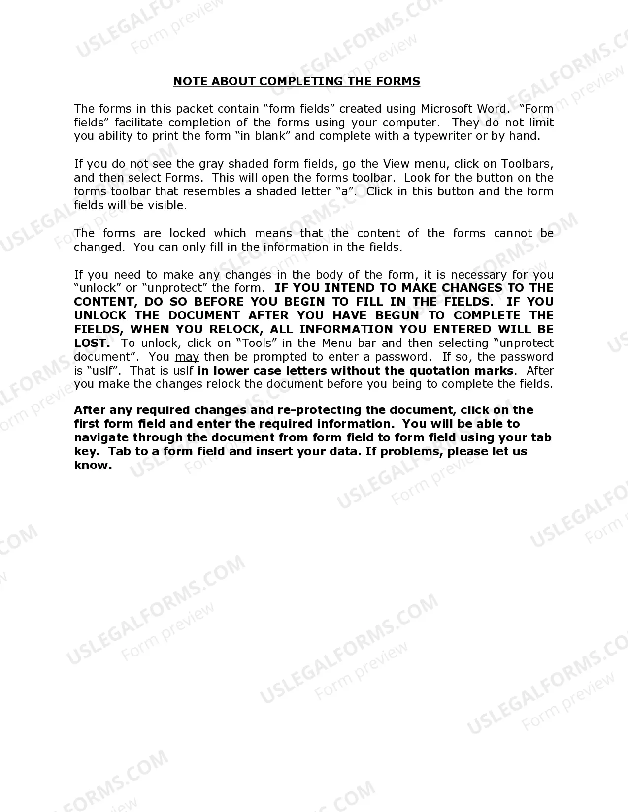 Preview Florida Name Change Instructions and Forms Package for a Minor