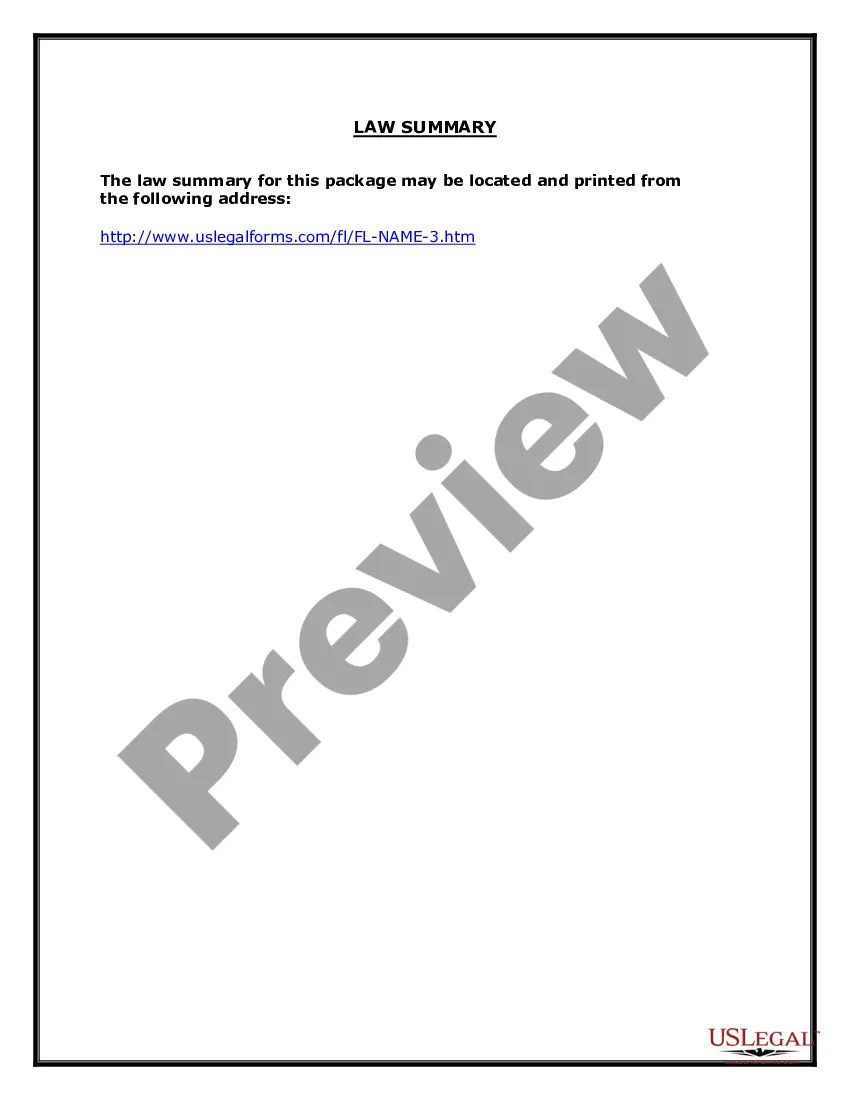 Preview Florida Name Change Instructions and Forms Package for an Adult