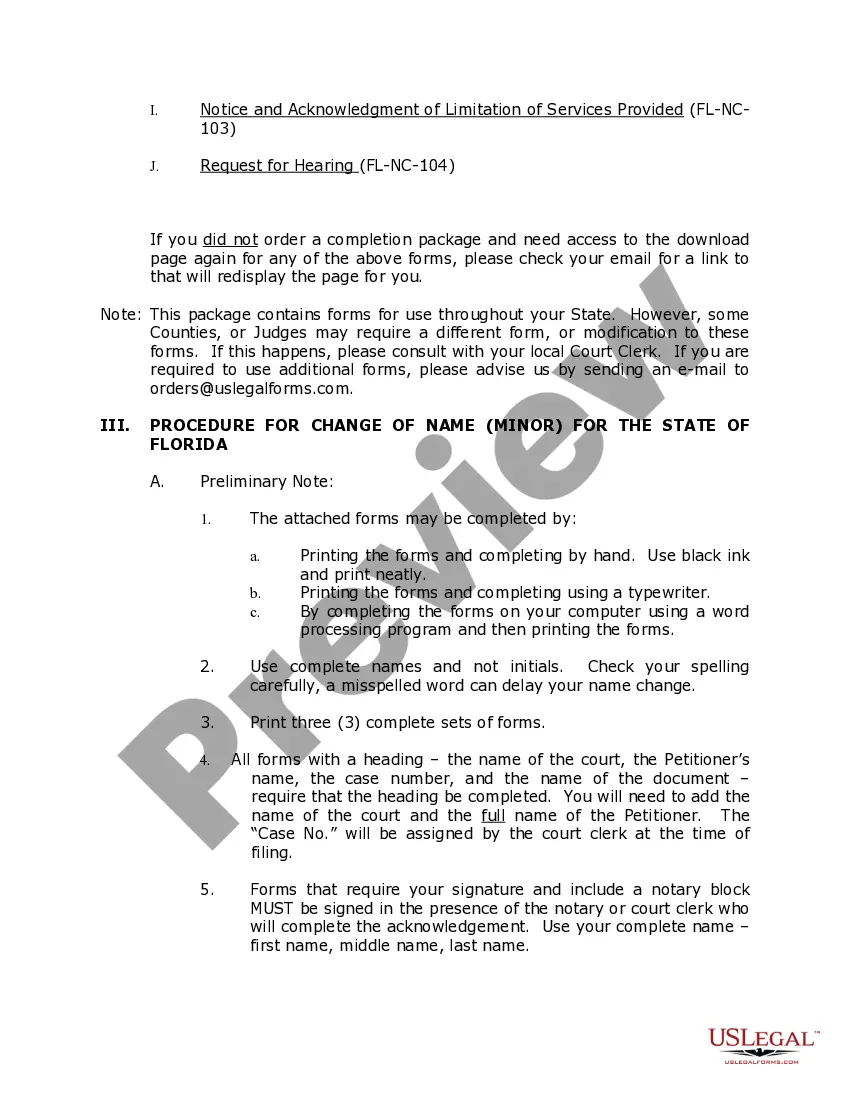 Get Florida Name Change Instructions and Forms for a Minor Child in Escambia County Only Preview Florida Name Change Instructions and Forms for a Minor Child in Escambia County Only