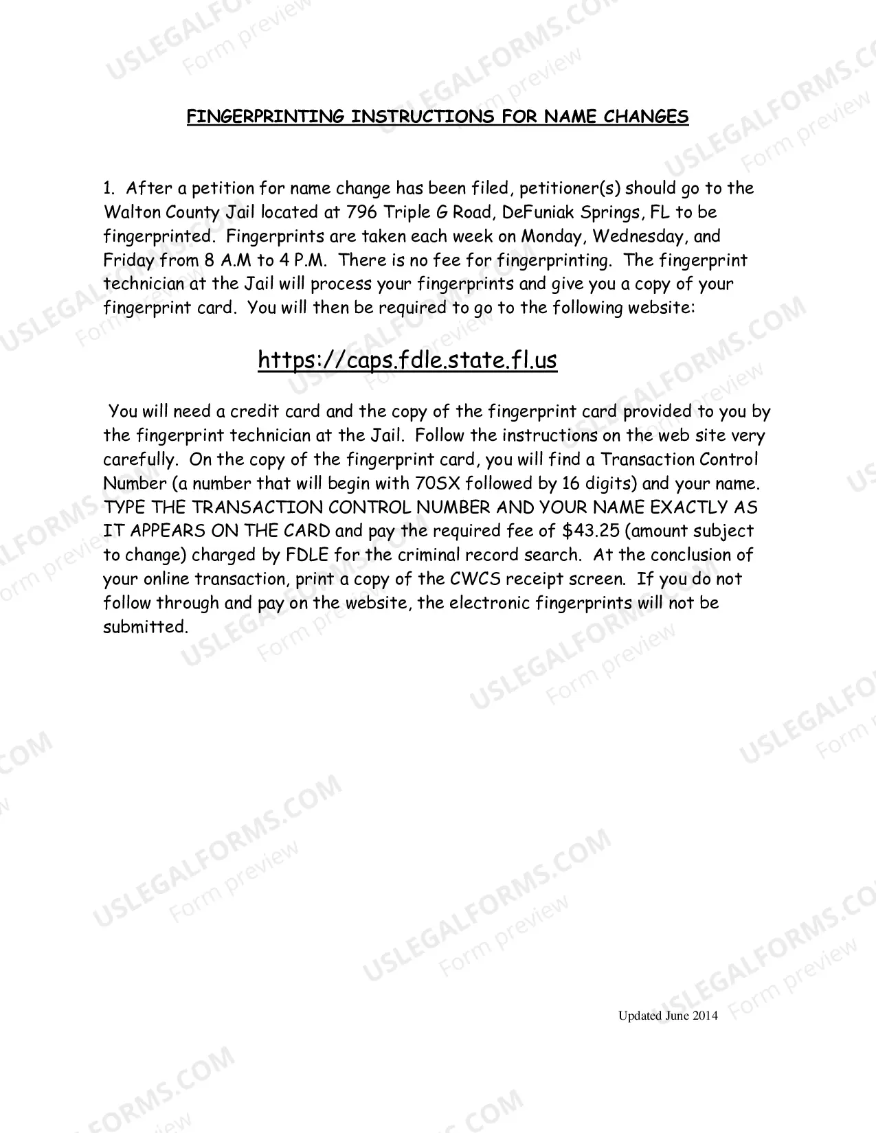 Preview Name Change Instructions and Forms for an Adult in Walton County Only
