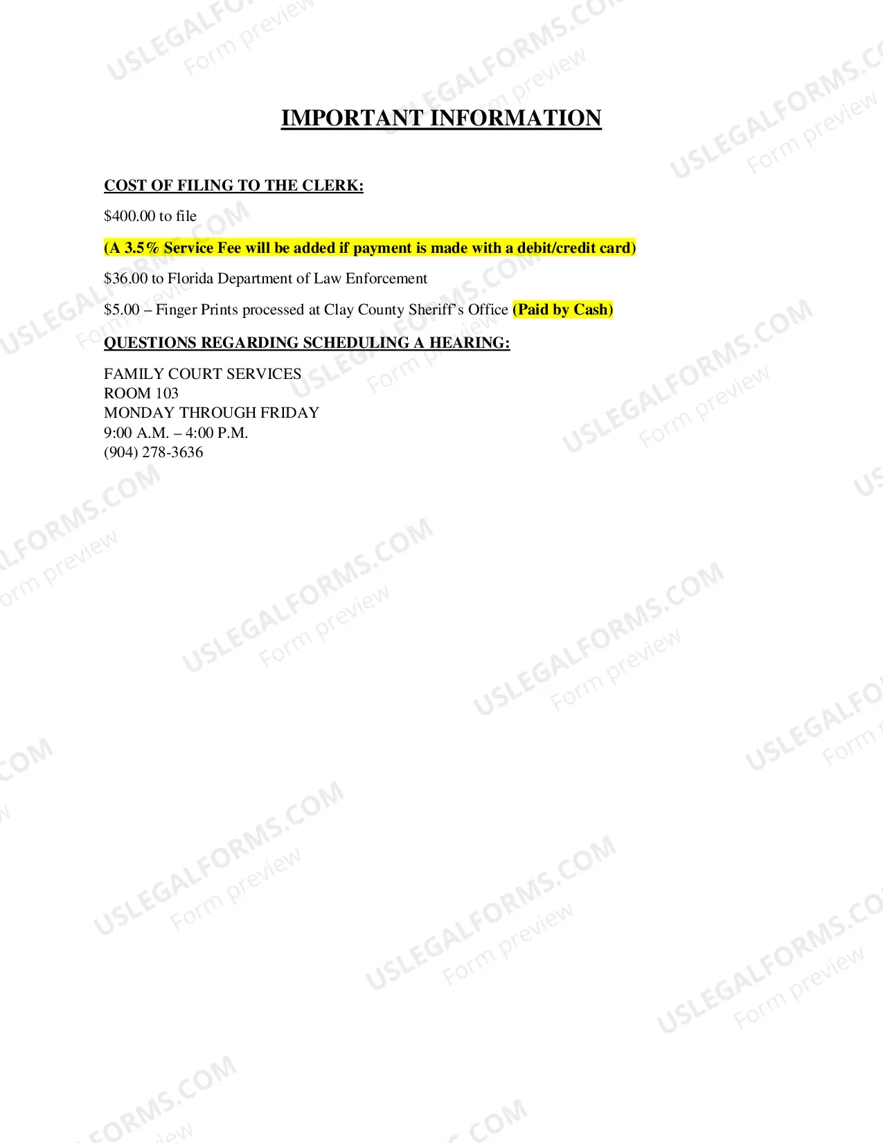 Preview Name Change Instructions and Forms for an Adult in Clay County Only