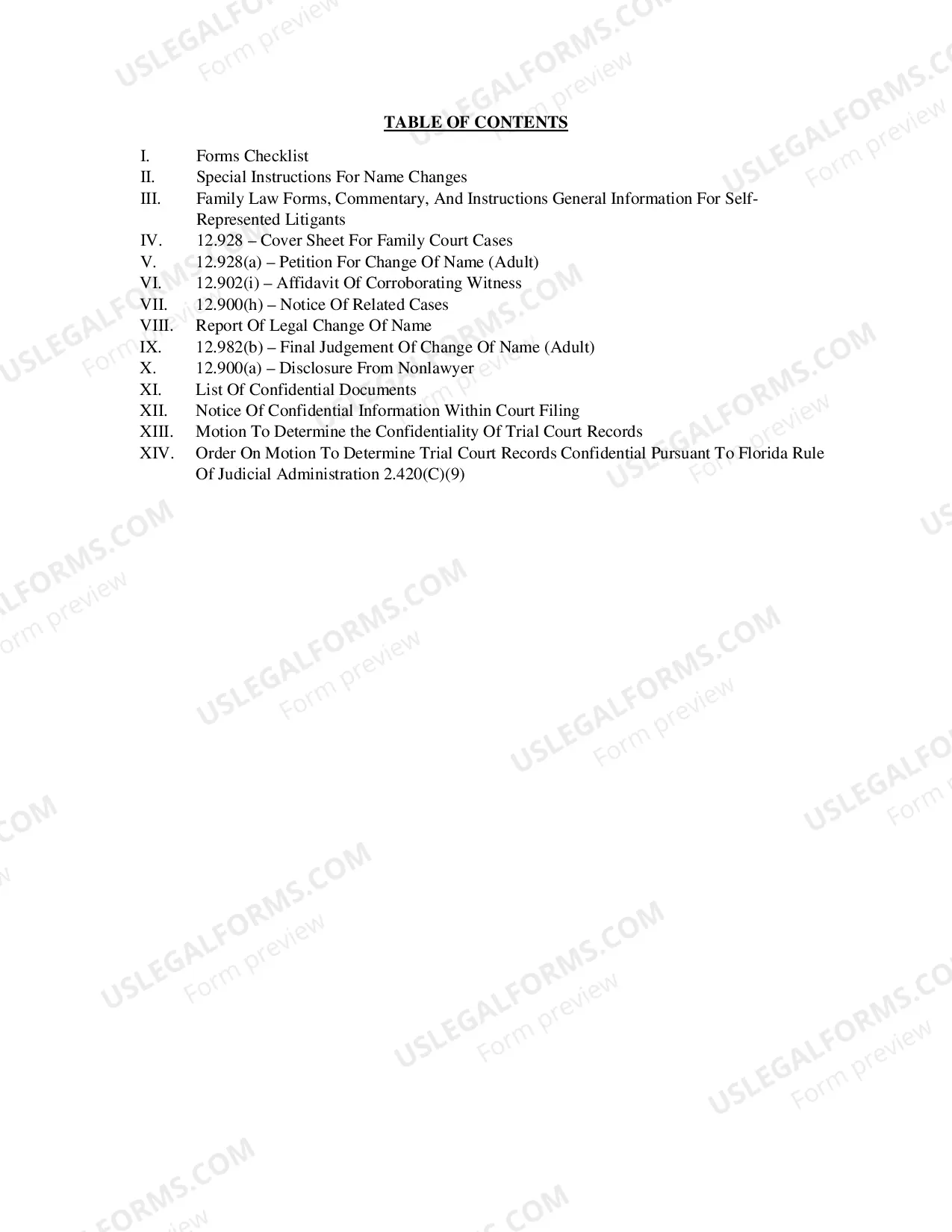 Preview Name Change Instructions and Forms for an Adult in Clay County Only