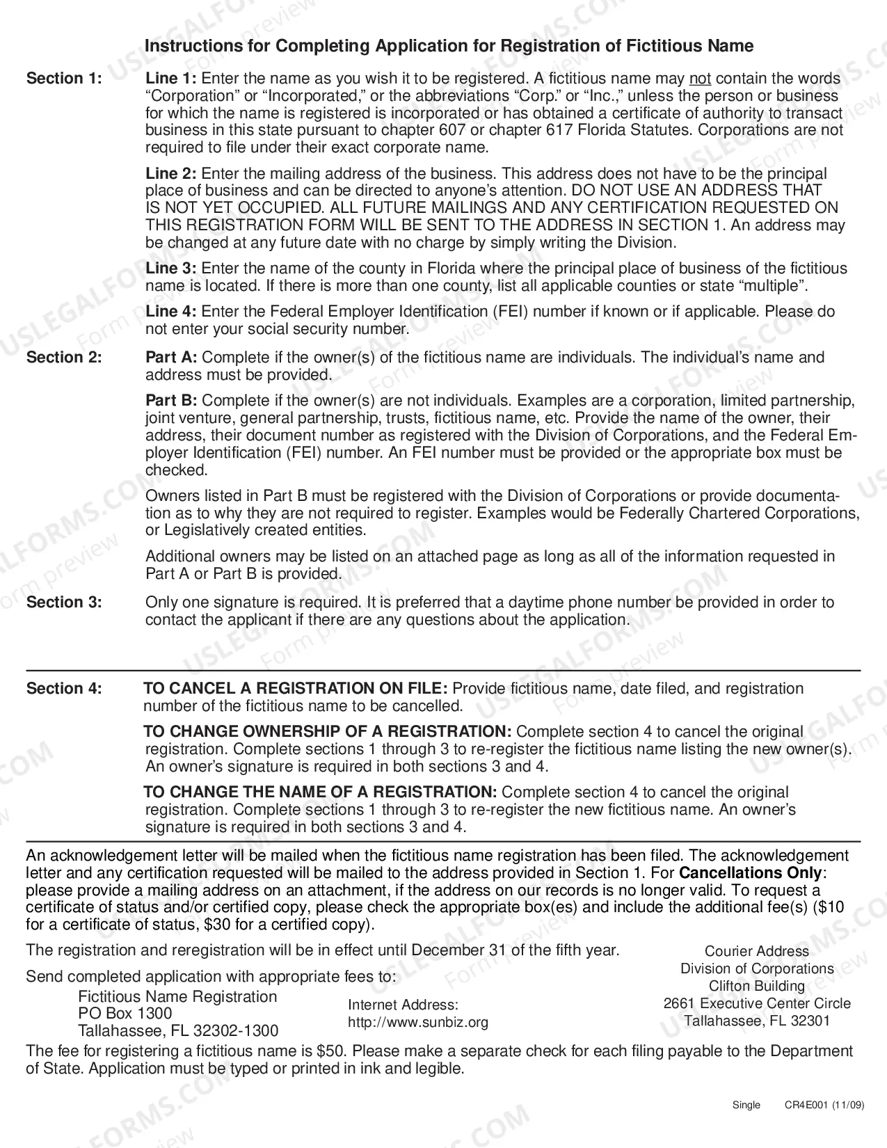 Preview Corporate Name Reservation for Florida Corporation