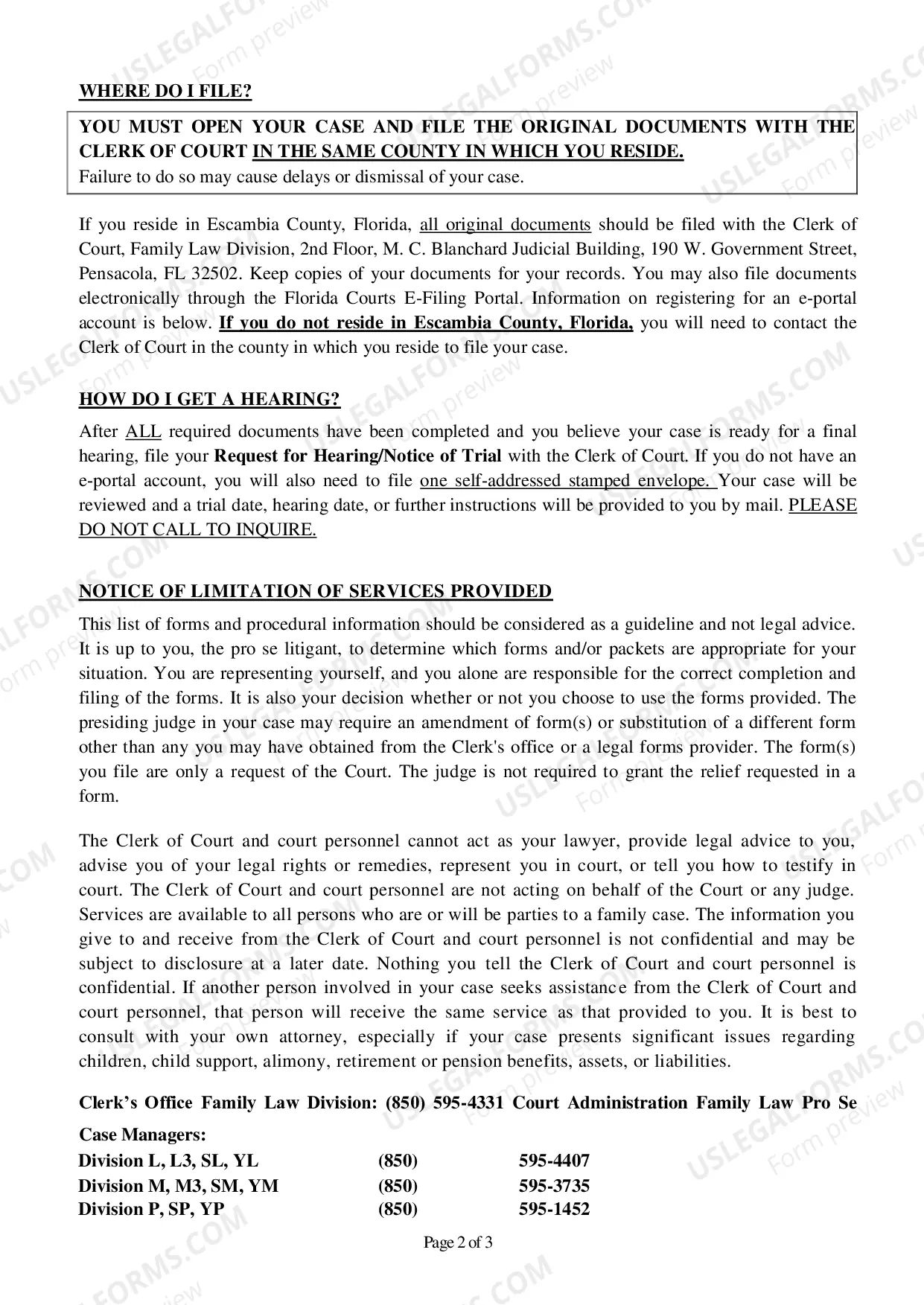 Preview Instructions for Filing an Adult Petition for Change of Name in Escambia County Only