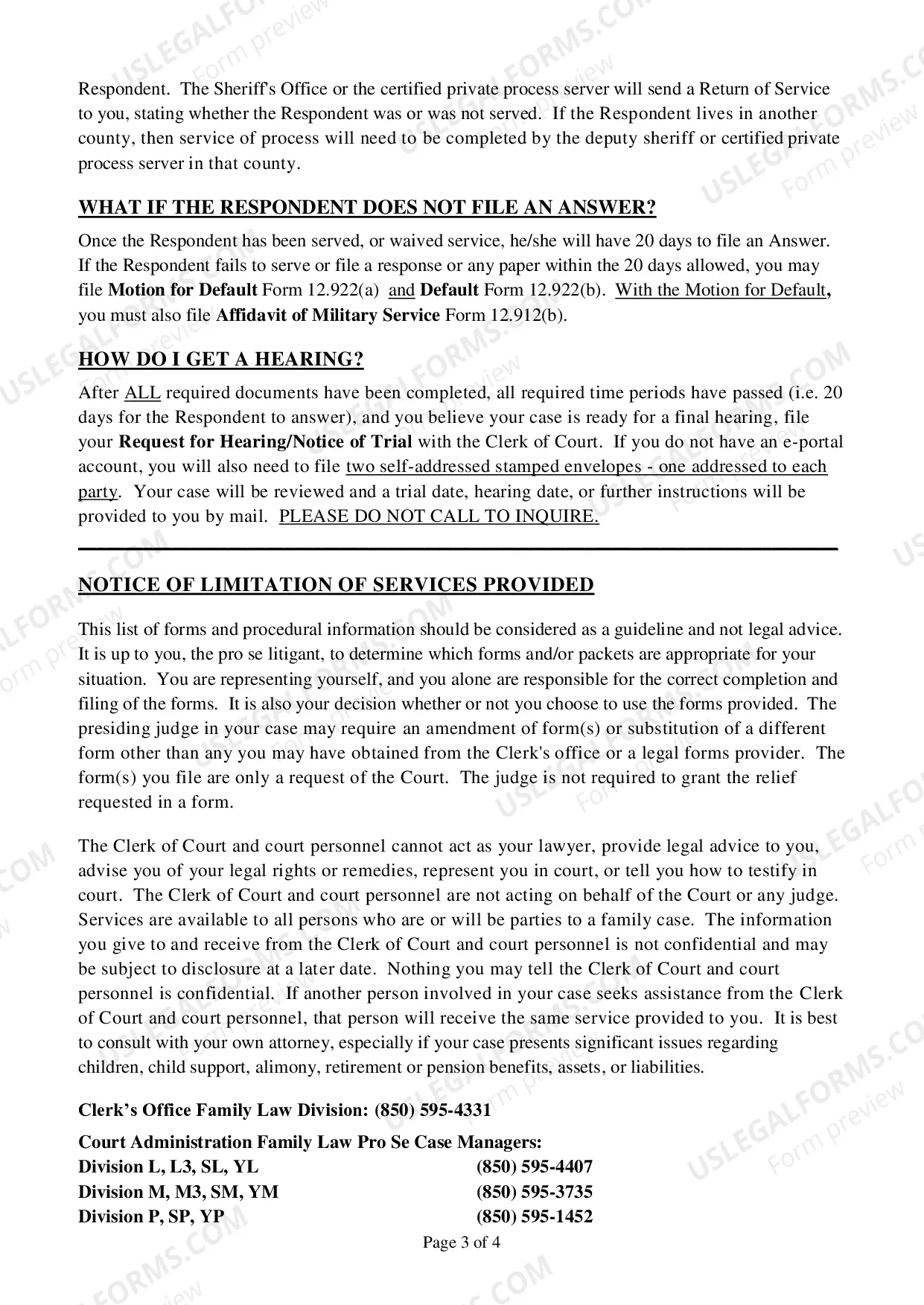 Preview Instructions for Filing Petition for Change of Name of Minor in Escambia County Only