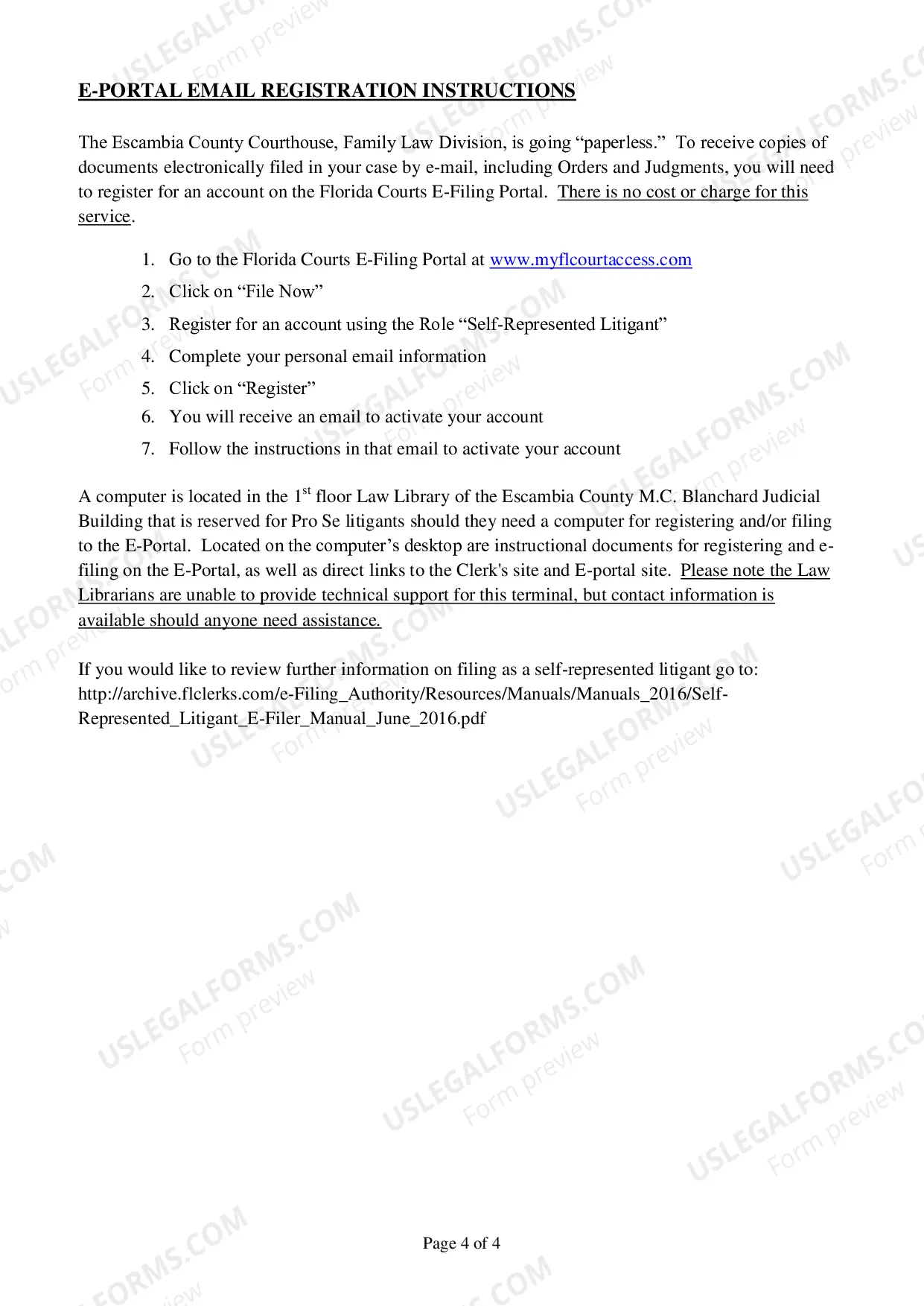 Preview Instructions for Filing Petition for Change of Name of Minor in Escambia County Only