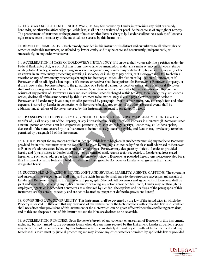 Preview Fixed Rate Mortgage Note with Balloon Payment