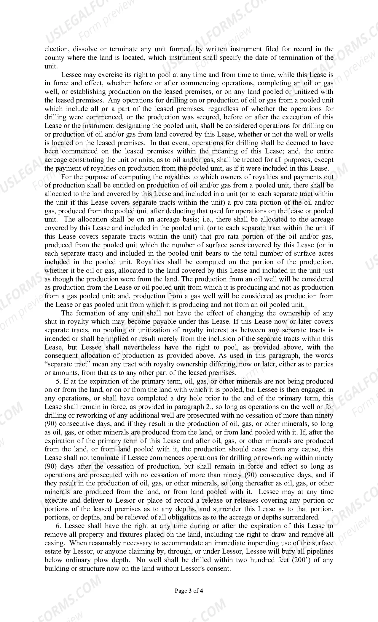 Preview Producers 88 Paid Up Lease Pooling Provision SP (4-75)