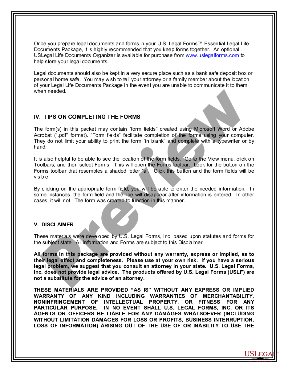 page 3 Life Documents Planning Package, including Will, Power of Attorney and Living Will preview