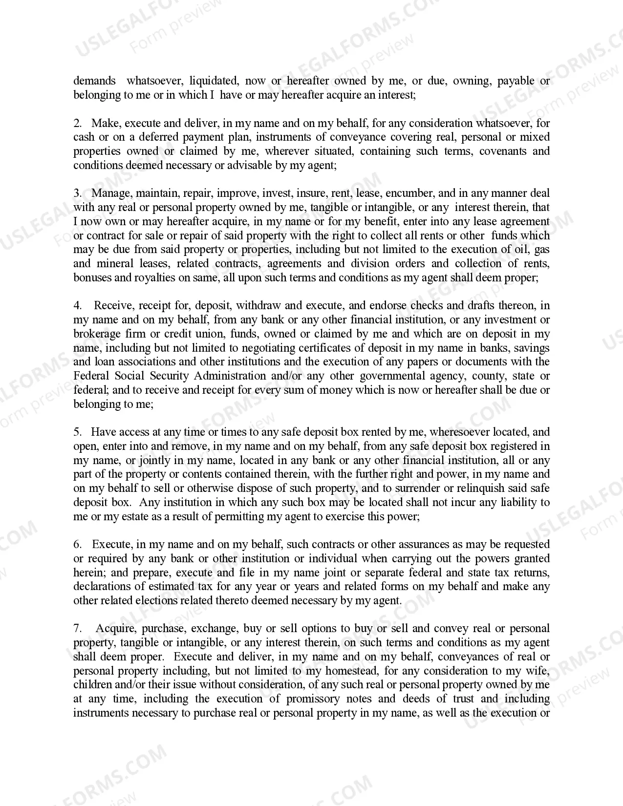 Preview General Power of Attorney - Finances and Property - Nondurable