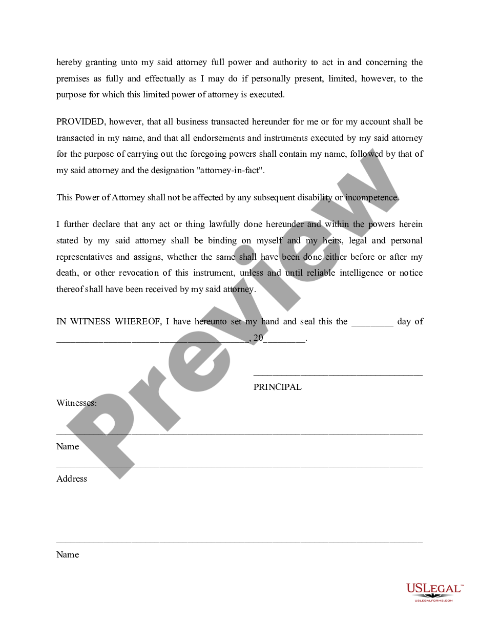 page 2 Limited Power of Attorney - Limited Powers preview