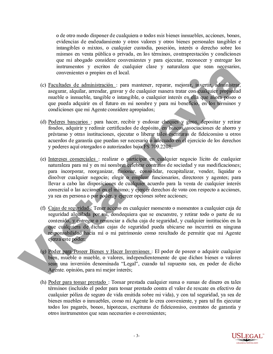 Coral Springs Florida Poder General Duradero Para Bienes Y Finanzas O Financiero Efectivo 6549