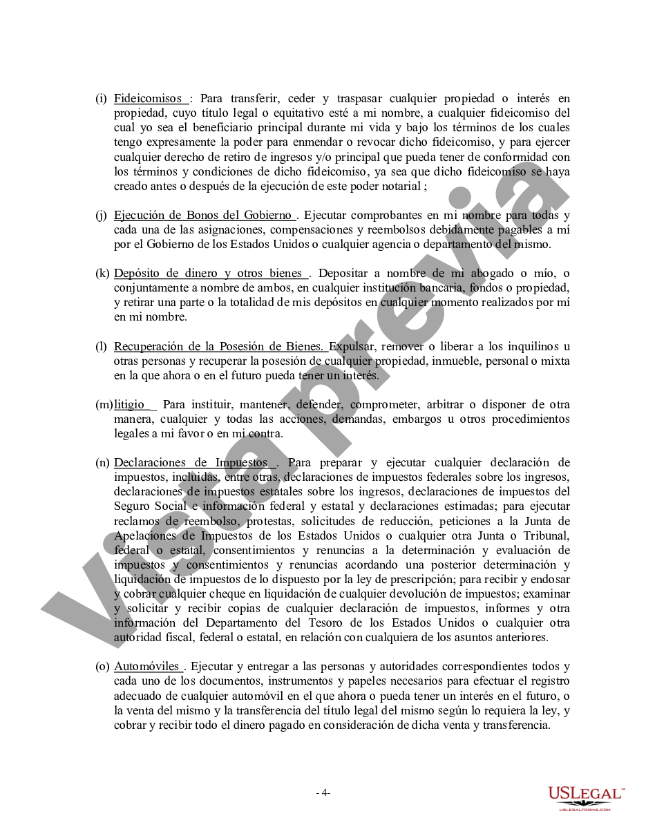 Coral Springs Florida Poder General Duradero Para Bienes Y Finanzas O Financiero Efectivo 8872