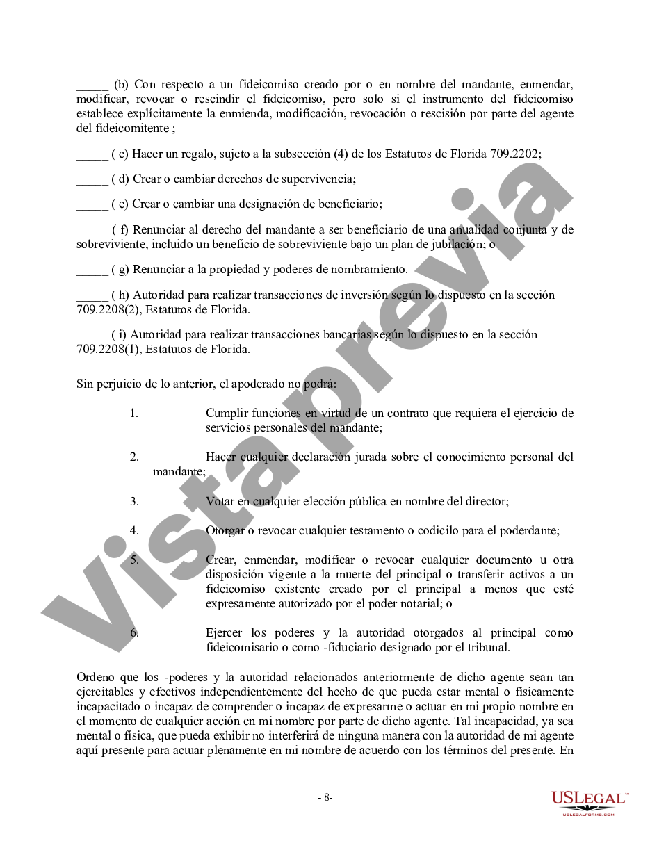 Coral Springs Florida Poder General Duradero Para Bienes Y Finanzas O Financiero Efectivo 4972