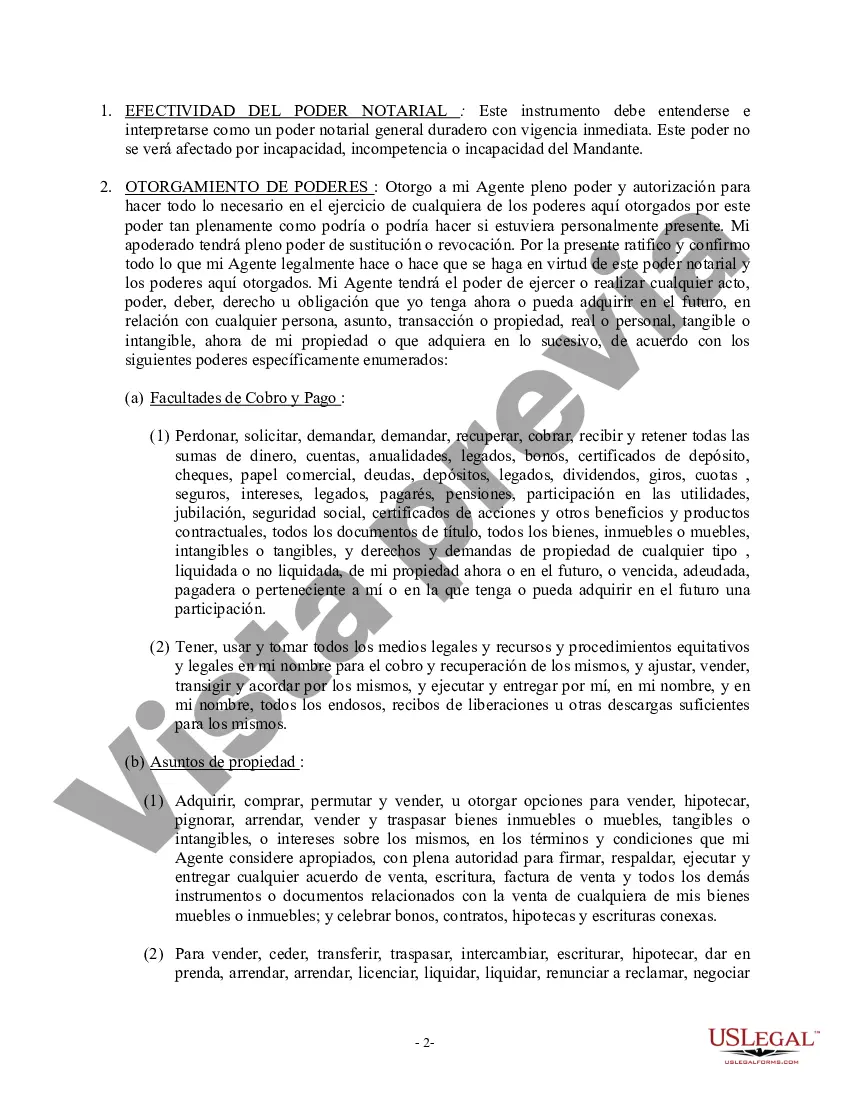 Preview Poder General Duradero para Bienes y Finanzas o Financiero Efectivo Inmediatamente