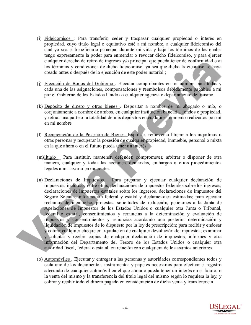 Preview Poder General Duradero para Bienes y Finanzas o Financiero Efectivo Inmediatamente