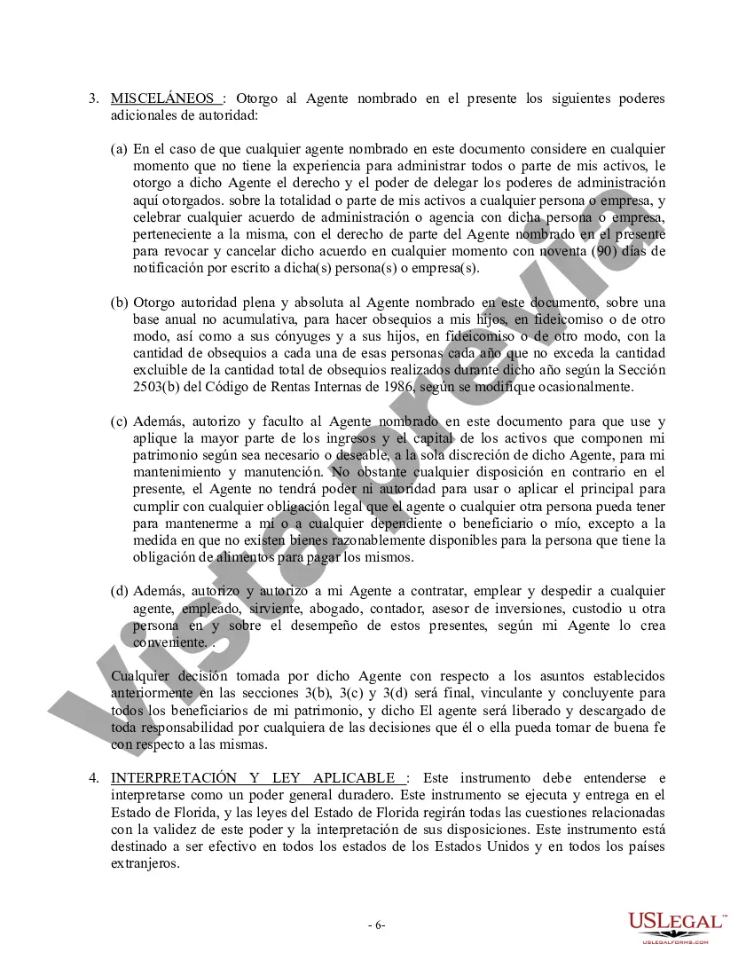 Preview Poder General Duradero para Bienes y Finanzas o Financiero Efectivo Inmediatamente