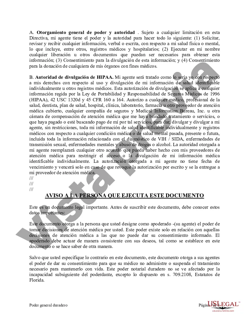 Preview Poder notarial duradero para la propiedad, las finanzas y la atención médica