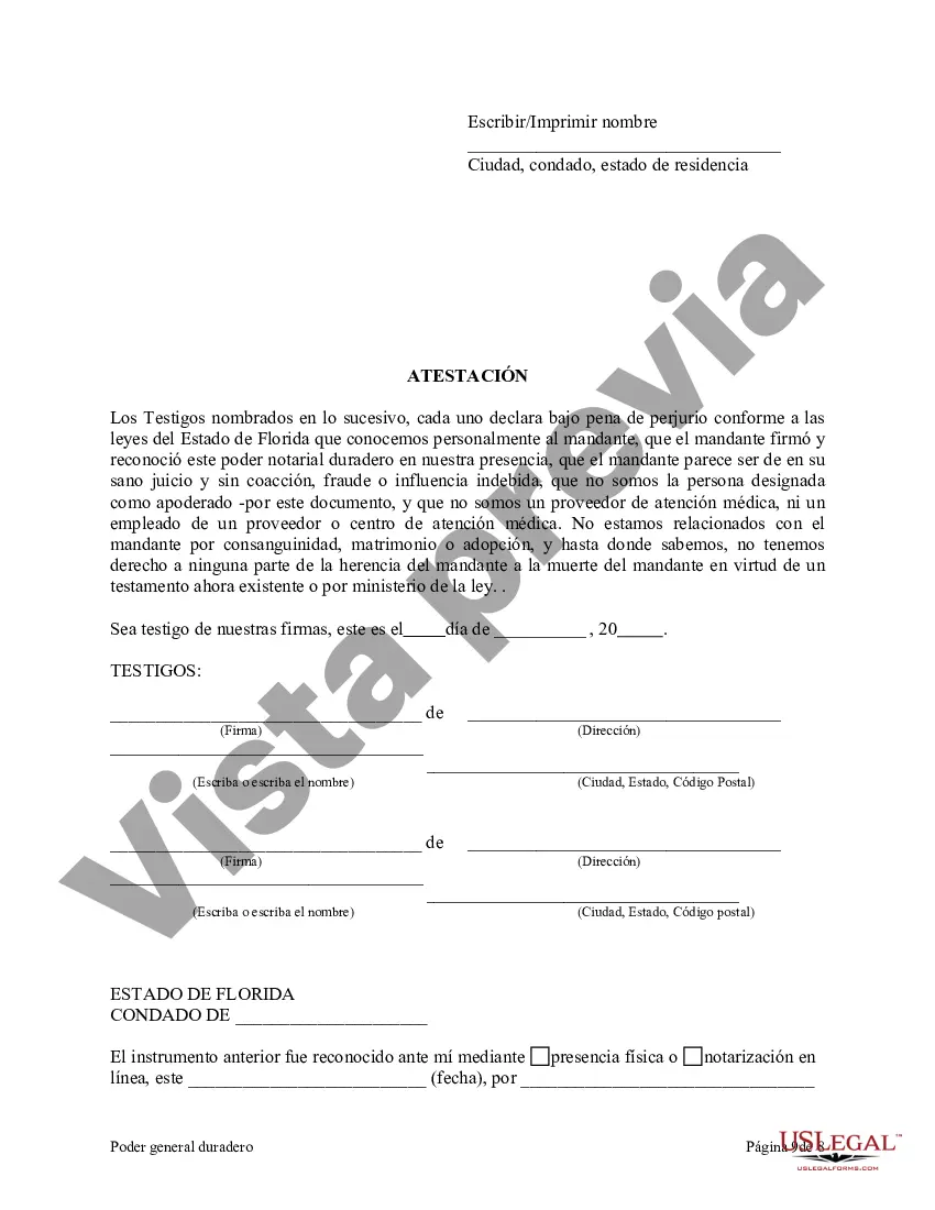 Preview Poder notarial duradero para la propiedad, las finanzas y la atención médica