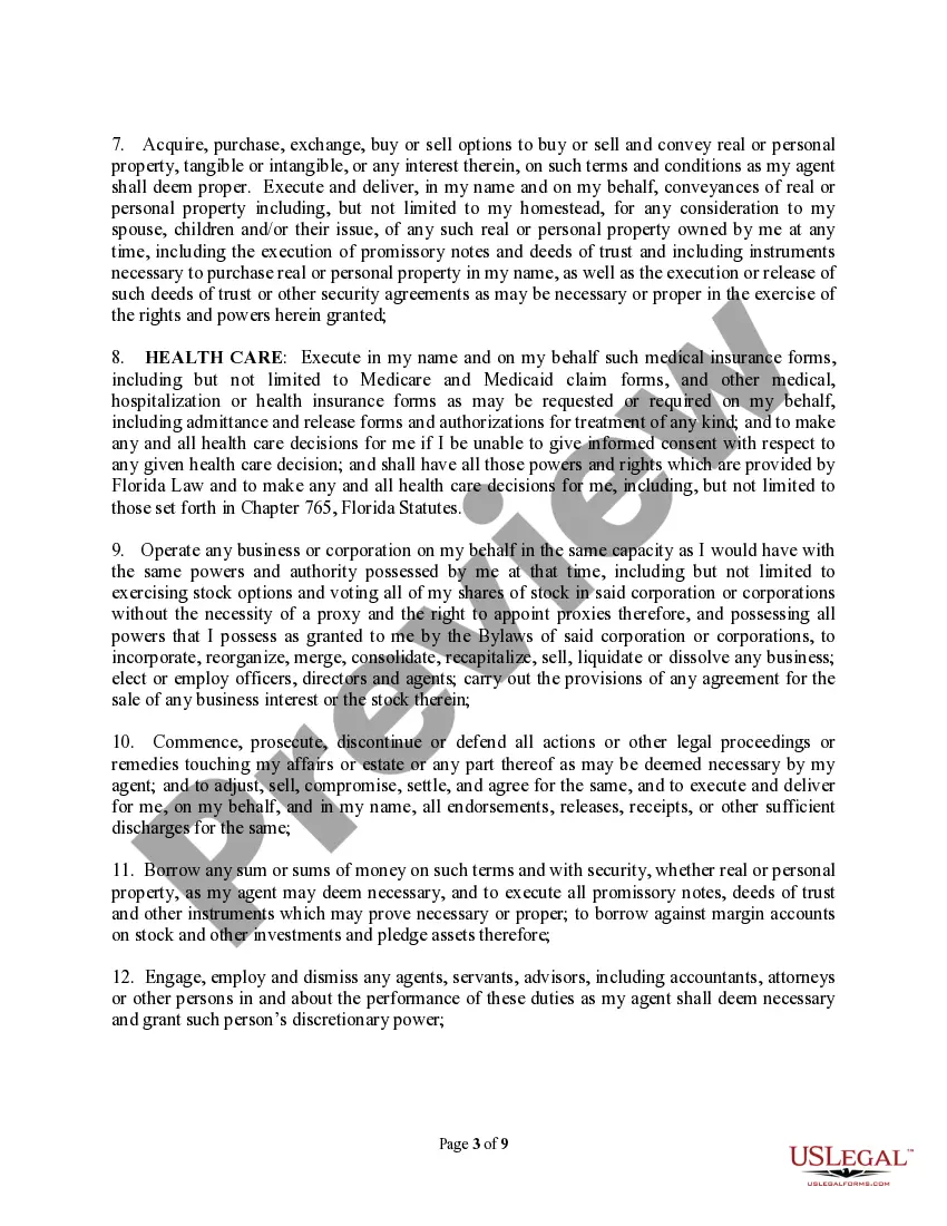 Preview Durable Power of Attorney for Property, Finances and Health Care