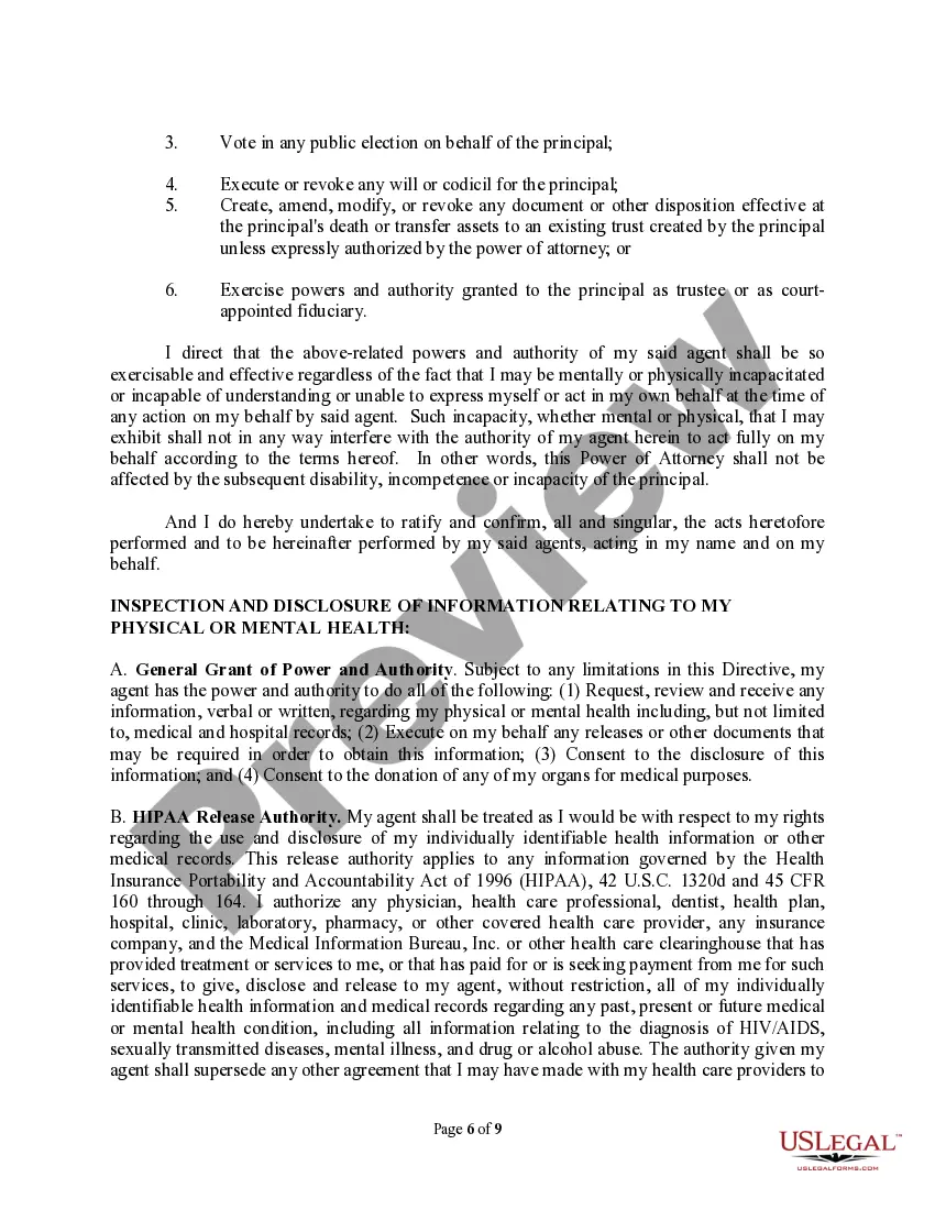 Preview Durable Power of Attorney for Property, Finances and Health Care