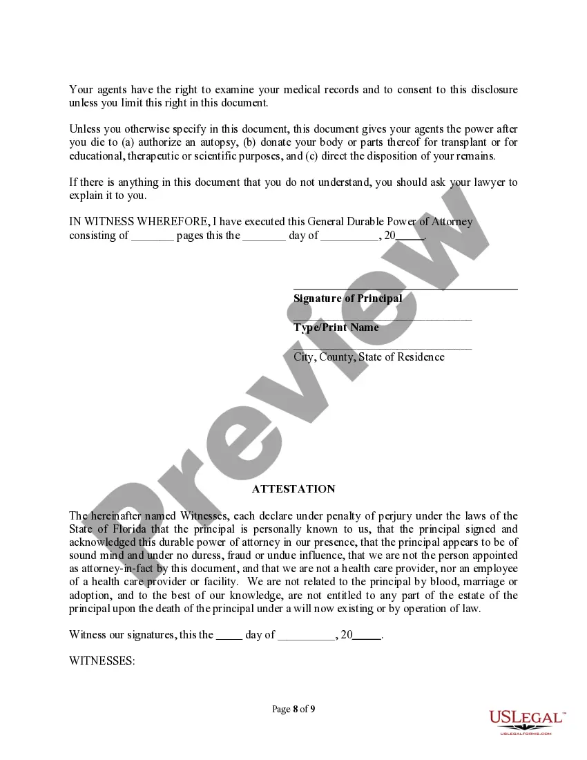 Preview Durable Power of Attorney for Property, Finances and Health Care