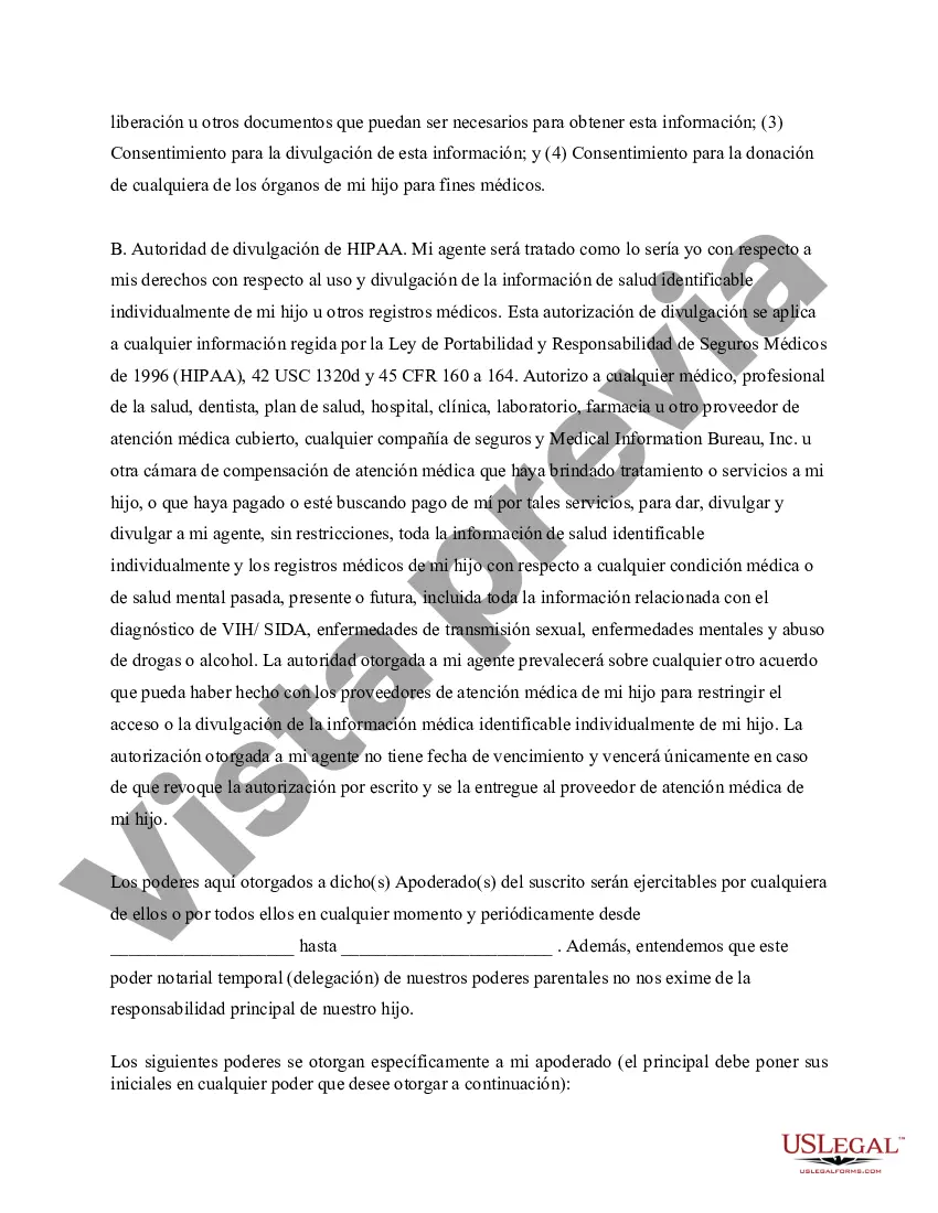 Preview Poder General para el Cuidado y Custodia del Hijo o Hijos