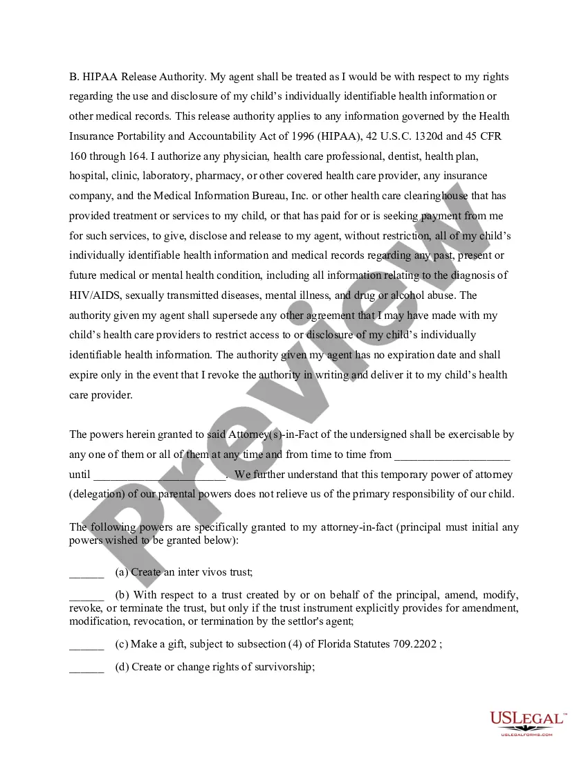 Preview General Power of Attorney for Care and Custody of Child or Children