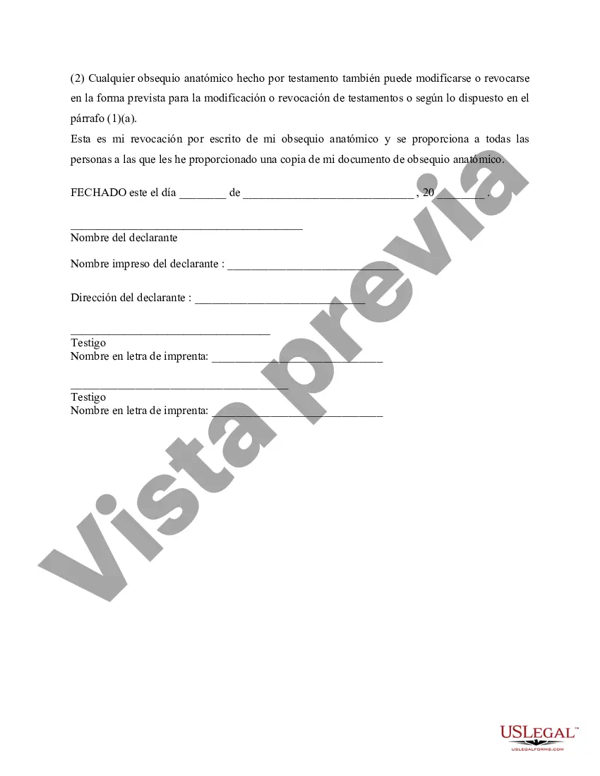 Preview Revocación de la donación de regalos anatómicos