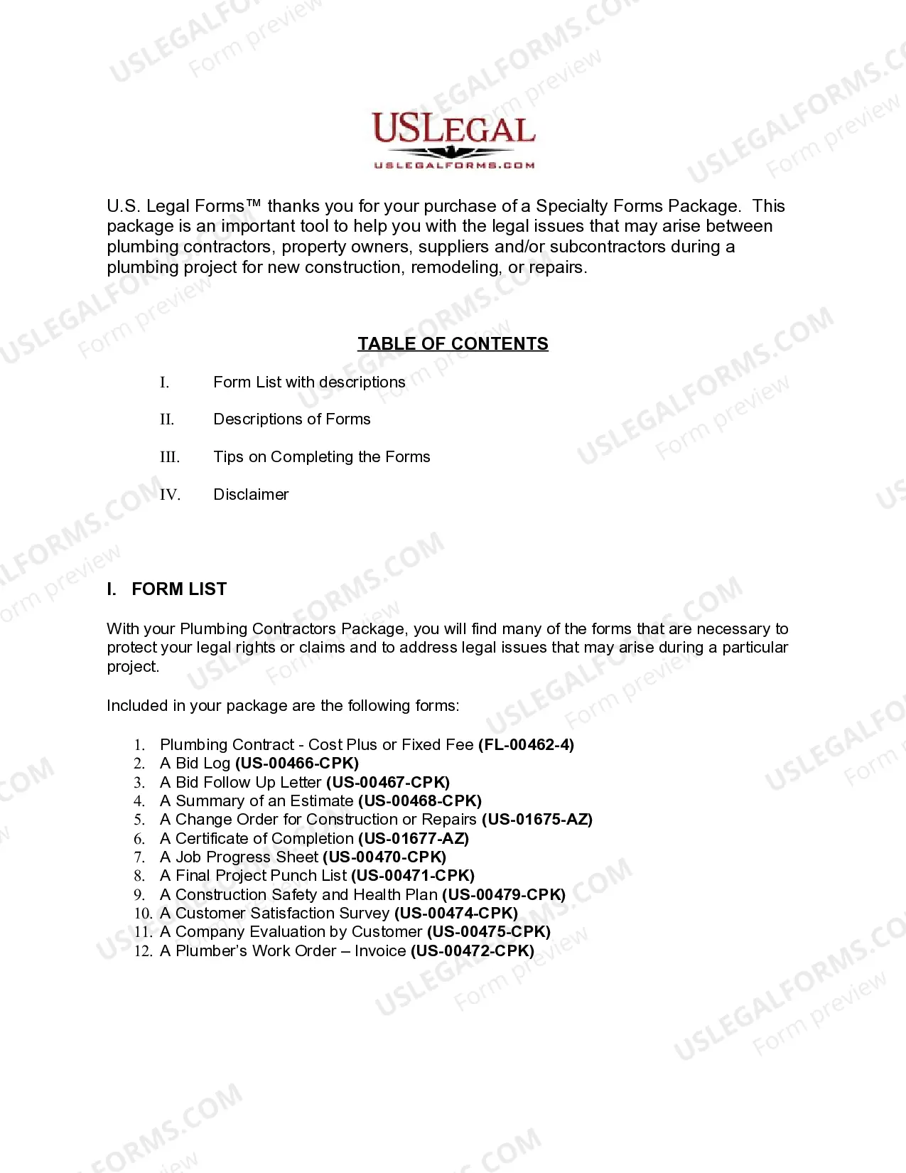 Preview Florida Plumbing Contractor Package