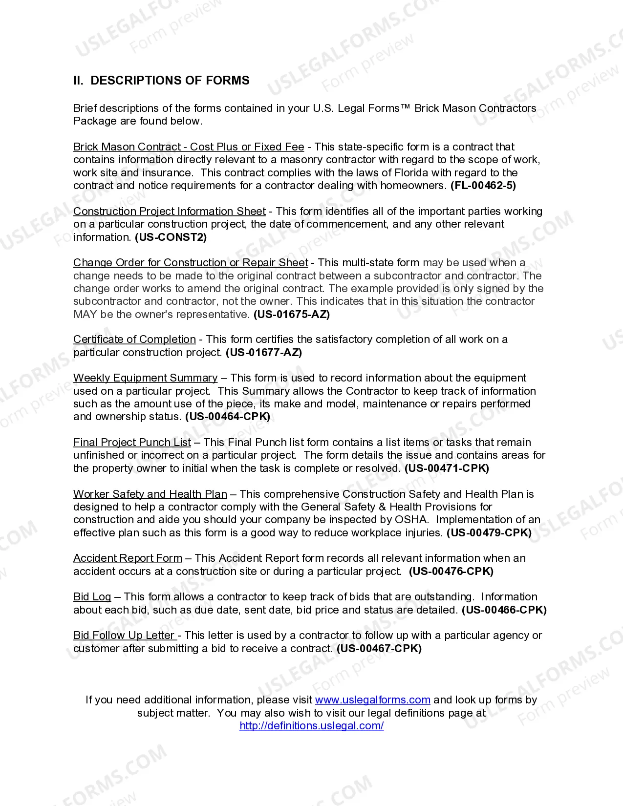 Preview Florida Brick Mason Contractor Package