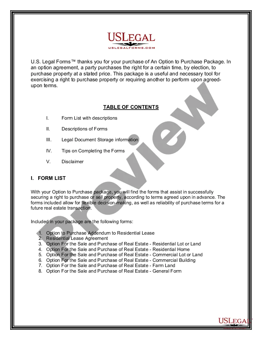 Preview Florida Option to Purchase Package