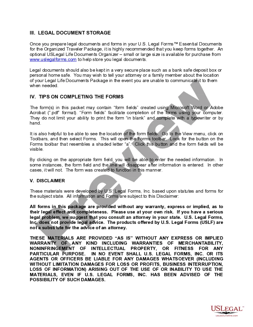 Preview Florida Essential Documents for the Organized Traveler Package