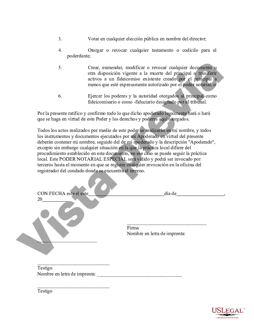 Preview Poder notarial especial o limitado para transacciones de venta de bienes raíces por parte del vendedor