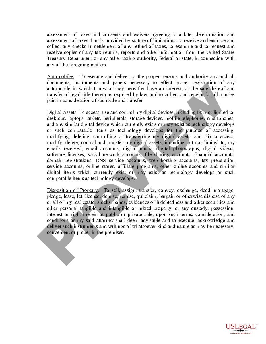 page 6 Limited Power of Attorney where you Specify Powers with Sample Powers Included preview
