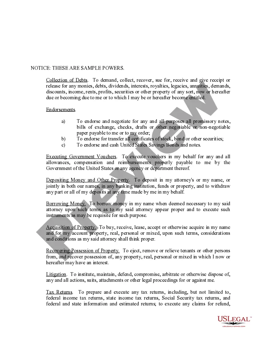 Get Limited Power of Attorney where you Specify Powers with Sample Powers Included Preview Limited Power of Attorney where you Specify Powers with Sample Powers Included