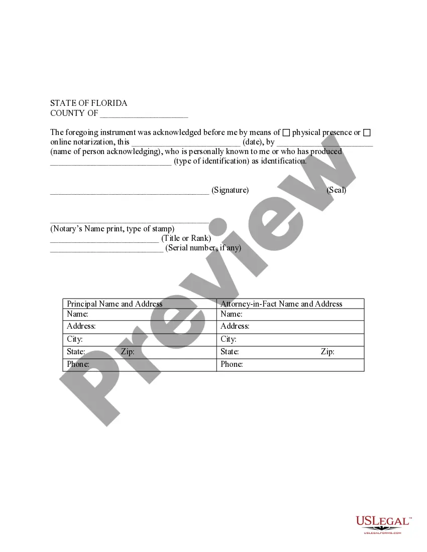 Preview Special Durable Power of Attorney for Bank Account Matters