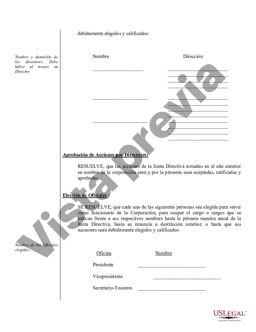 Preview Minutos anuales para una corporación profesional de Florida