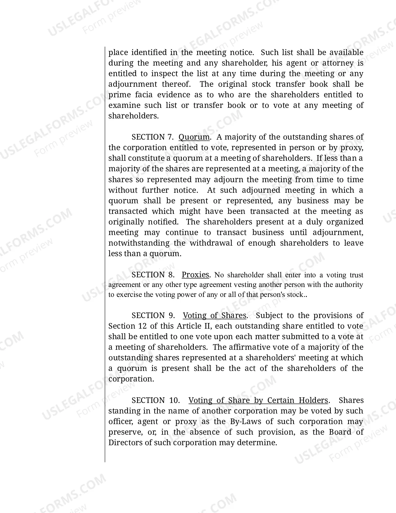 Preview Sample Bylaws for a Florida Professional Corporation