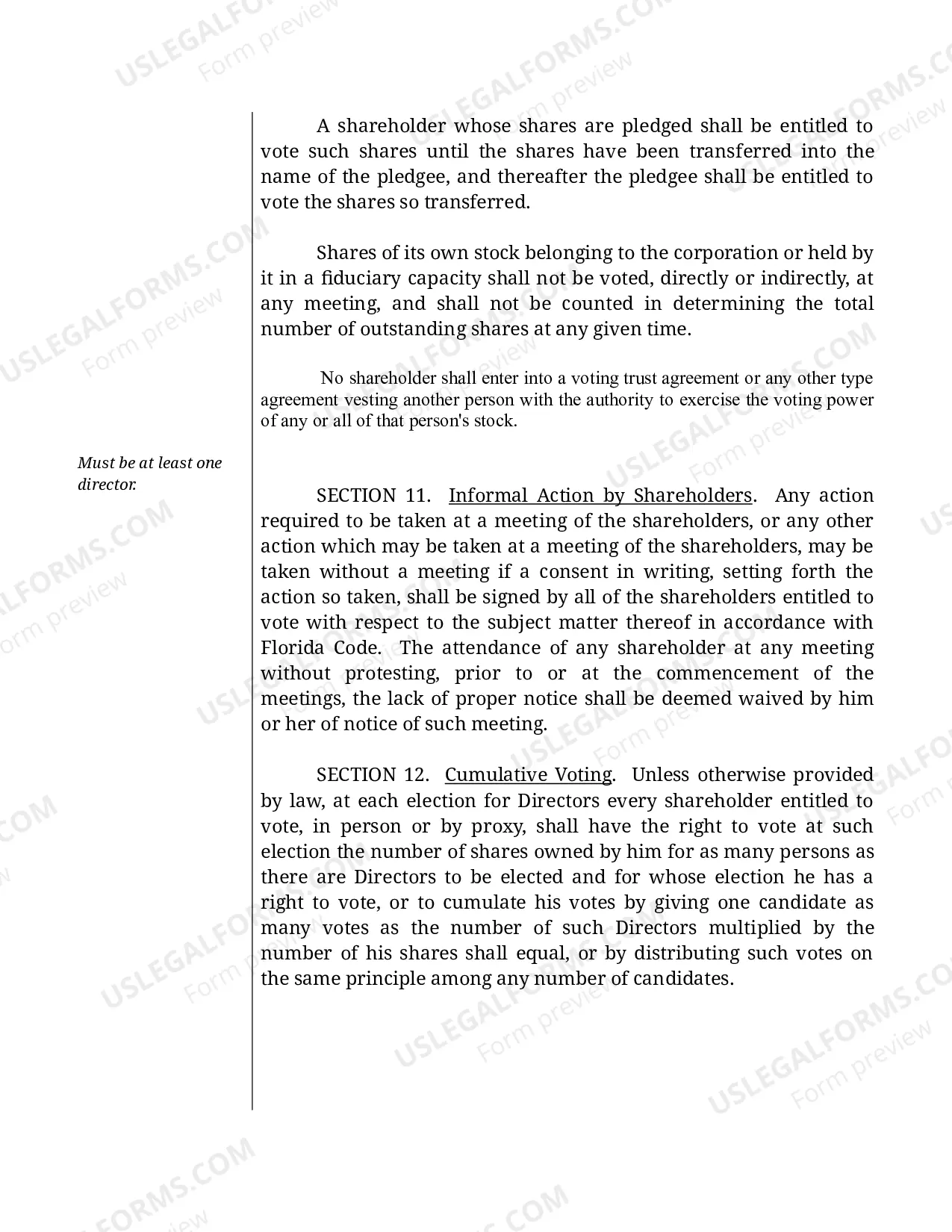 Preview Sample Bylaws for a Florida Professional Corporation