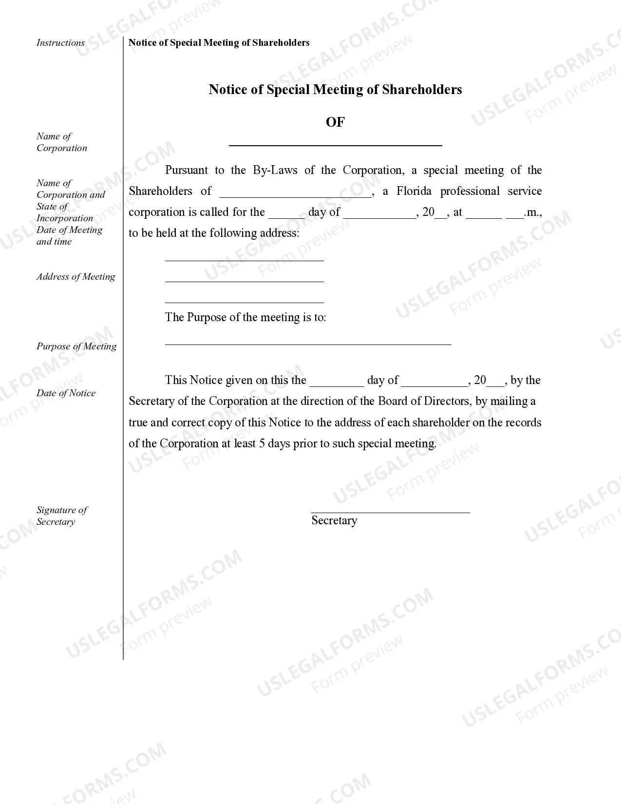 Preview Sample Corporate Records for a Florida Professional Corporation