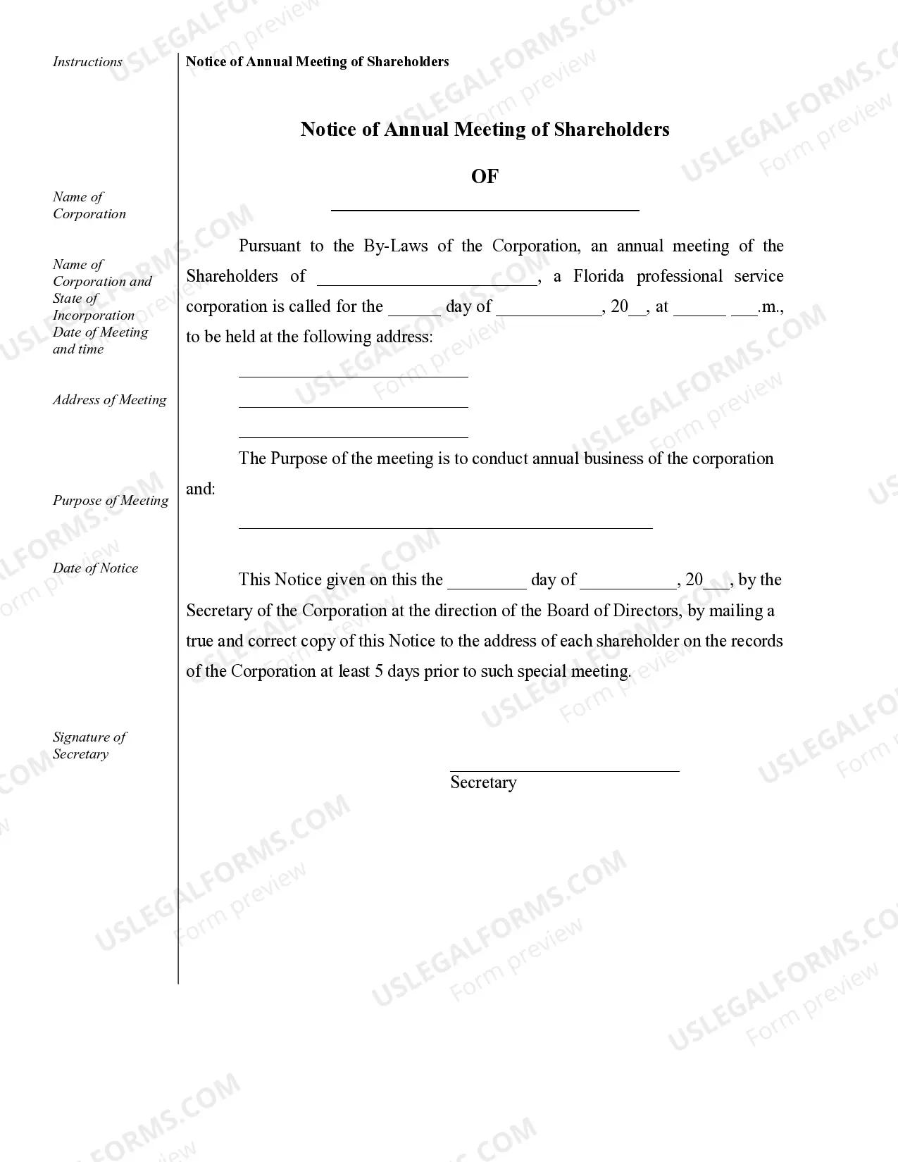 Preview Sample Corporate Records for a Florida Professional Corporation