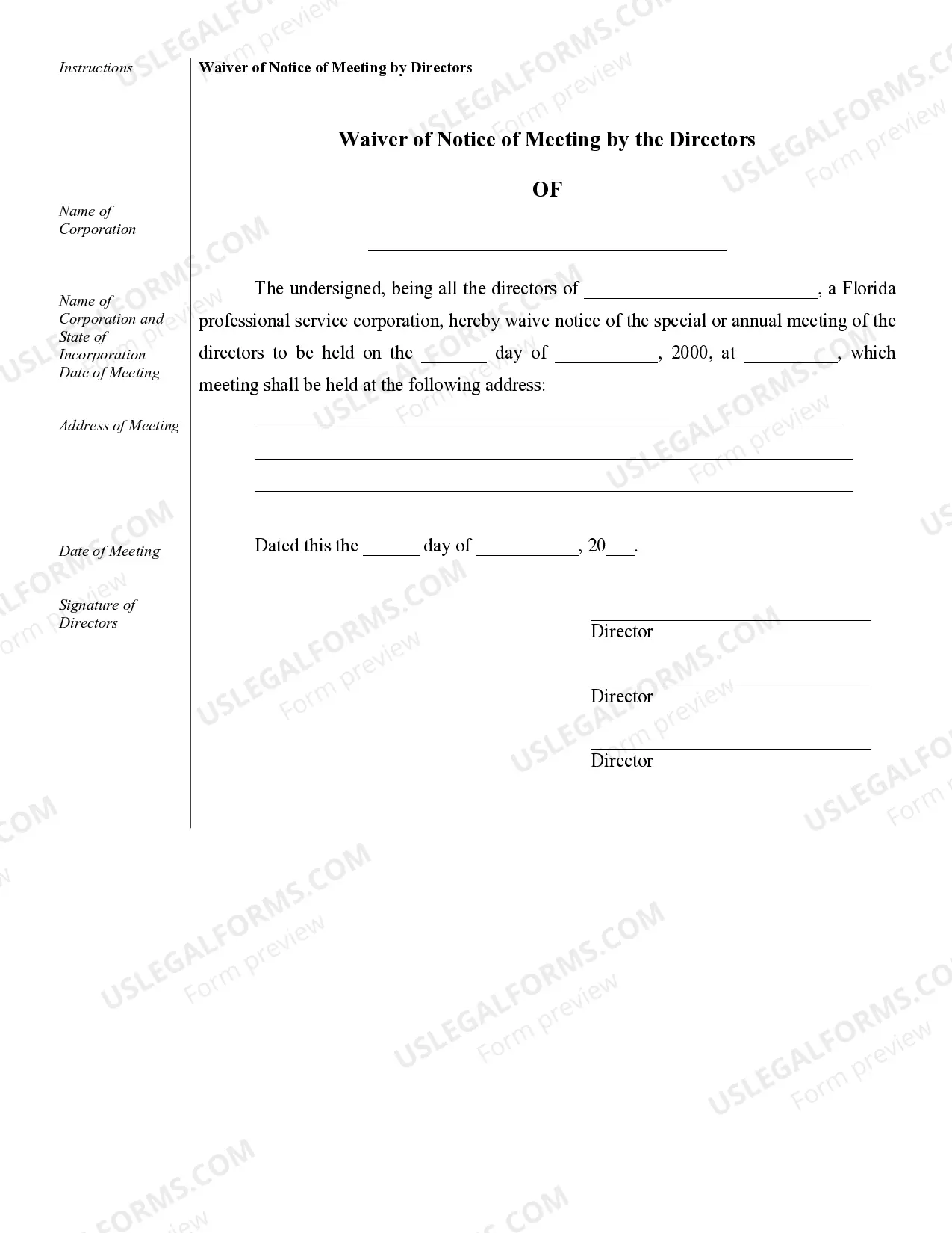 Preview Sample Corporate Records for a Florida Professional Corporation